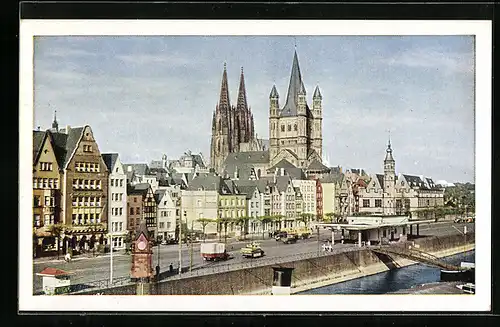 AK Köln, Rheinansicht mit Dom