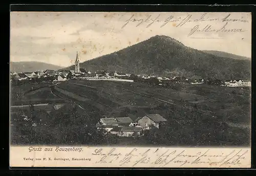 AK Hauzenberg, Gesamtansicht mit Bergblick