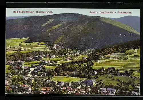 AK Bad Blankenburg, Blick von der Burg Greifenstein über den Ort nach Schwarzeck
