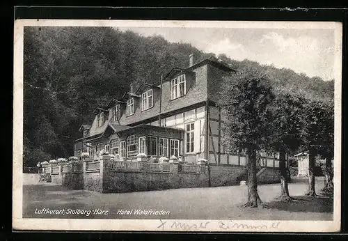 AK Stolberg, Hotel Waldfrieden vom Weg aus