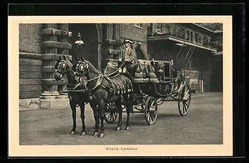 AK State Landau, Pferdekutsche des Englischen Königshauses
