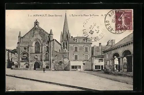 AK Airvault, L`Eglise et la Place St-Pierre