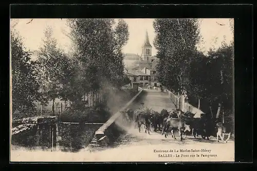 AK Salles /Mothe-Saint-Héray, Le Pont sur le Pamproux