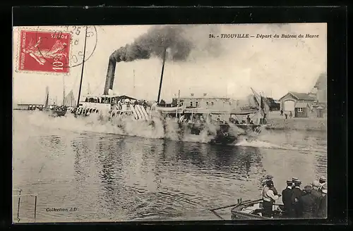 AK Trouville, Départ du Bateau du Havre