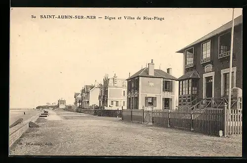 AK Saint-Aubin-sur-Mer, Digue et Villas de Rive-Plage