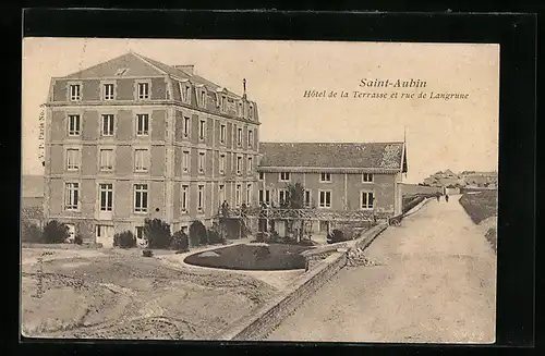 AK Saint-Aubin, Hotel de la Terrasse et rue de Langrune