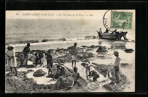 AK Saint-Aubin-sur-Mer, Les Travaux de la Plage