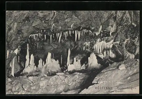 AK Rübeland, Ansicht der Blauen Grotte in der Hermannshöhle