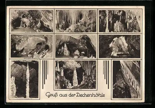 AK Dechenhöhle, Orgelgrotte, Kaiserhalle, Wolfsschlucht