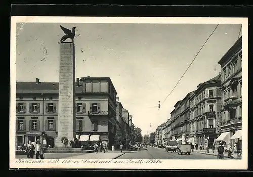 AK Karlsruhe i. B., Denkmal am Loretto-Platz