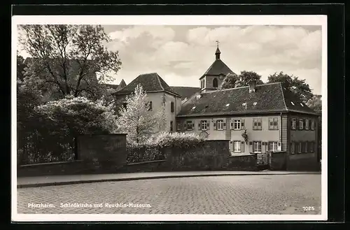 AK Pforzheim, Schlosskirche und Reuchlin-Museum