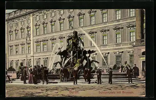 AK Berlin, Schlossplatz mit Brunnen