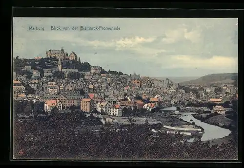 AK Marburg, Blick von der Bismarck-Promenade