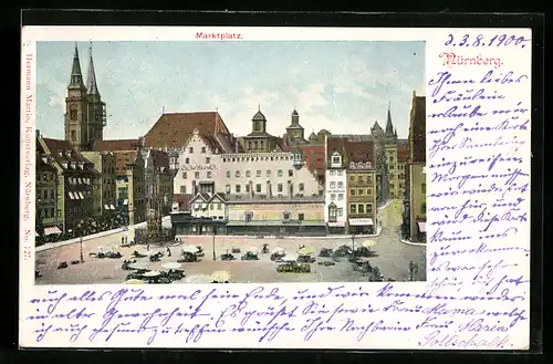 AK Nürnberg, Ansicht vom Marktplatz