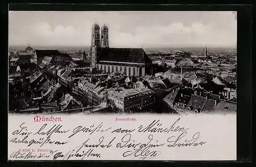 AK München, Frauenkirche im Stadtbild