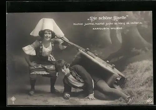 AK Operette Die schöne Risette, Schauspieler Kartousch u. Willenz