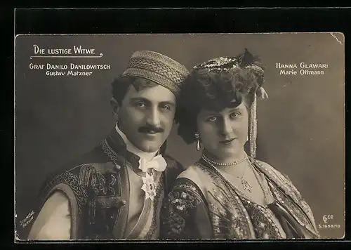 AK Operette Die lustige Witwe, Gustav Matzner und Marie Ottmann
