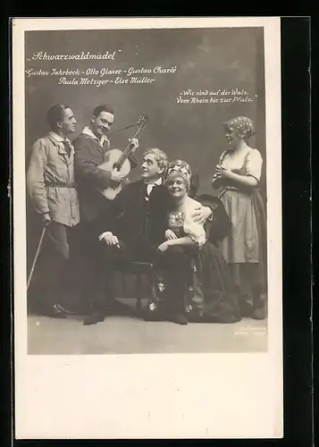 AK Operette Schwarzwaldmädel, Gustav Jahrbeck, Otto Glaser & Gustav Charlé in Kostümen