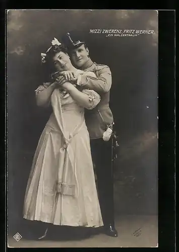 AK Ein Walzertraum, Sänger Mizzi Zwerenz und Fritz Werner, Operette