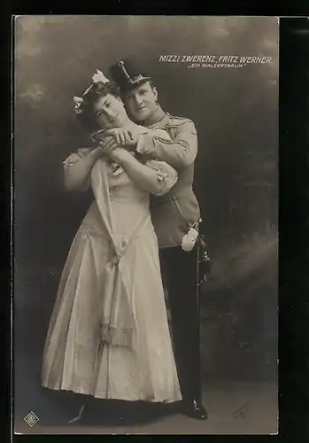 AK Ein Walzertraum, Sänger Mizzi Zwerenz und Fritz Werner, Operette