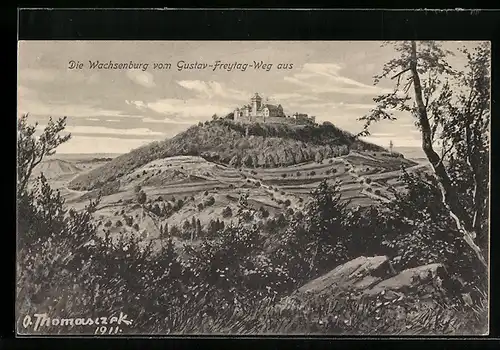 AK Holzhausen, Blick auf Wachsenburg vom Gustav-Freytag aus