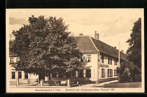AK Neudietendorf i. Thür., Gasthof der Brüdergemeine