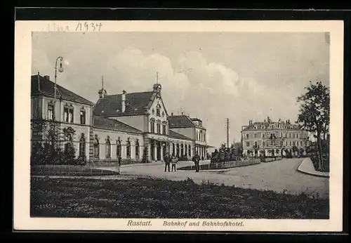 AK Rastatt, Bahnhof und Bahnhofshotel