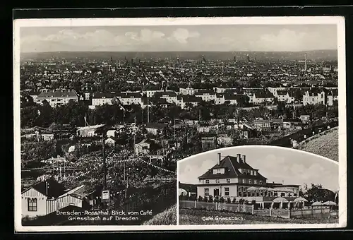 AK Dresden-Rossthal, Blick vom Café Griessbach auf Dresden