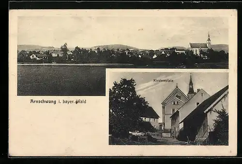 AK Arnschwang i. bayer. Wald, Ortsansicht mit Kirchenplatz