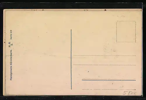 Künstler-AK Handgemalt: Schloss an einem Bergsee