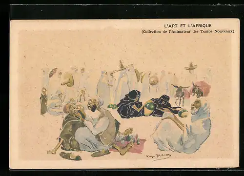 Künstler-AK sign. Roger Irriera: L`Art et l`Afrique, Marché Indigène
