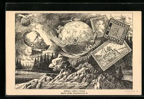 AK Berlin, Briefmarken-Ausstellung 1924, Denkmal des Weltpostvereins in Bern