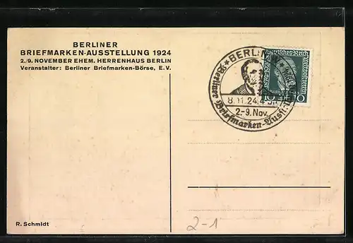 AK Berlin, Briefmarken-Ausstellung 1924, Denkmal des Weltpostvereins in Bern