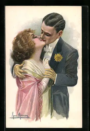 Künstler-AK sign. Marco: Sich küssendes Liebespaar