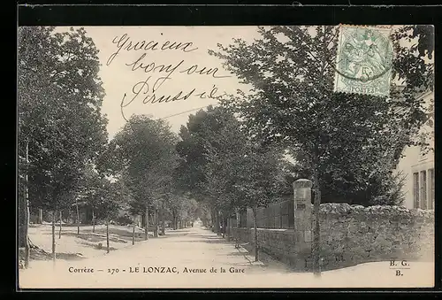 AK Le Lonzac, Avenue de la Gare