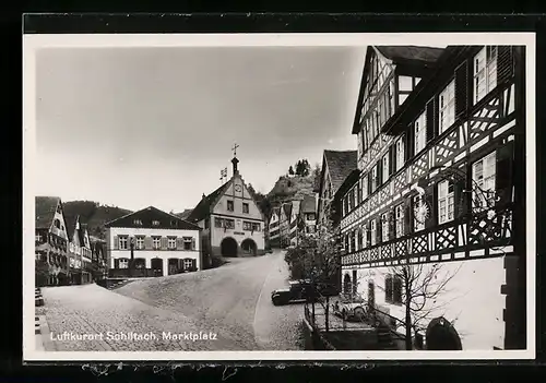 AK Schiltach, Marktplatz mit Gasthaus zur Sonne und Rathaus