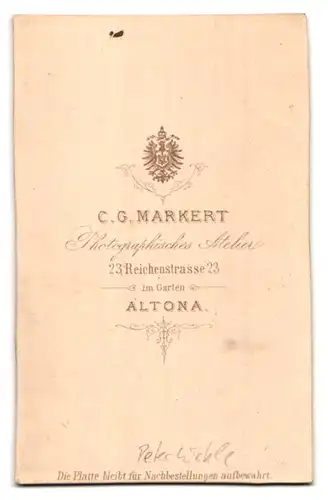 Fotografie C.G. Markert, Altona, Reichenstrasse 23, Peter Wehle mit Vollbart im Sonntagsstaat