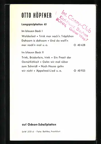 AK Musiker Otto Höpfner beim Ausschank porträtiert