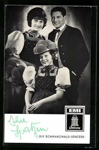 AK Musiker der Schwarzwald-Spatzen in Tracht, Autogramm