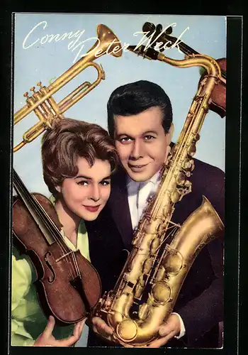AK Musiker Conny u. Peter Weck, m. Musikinstrumenten