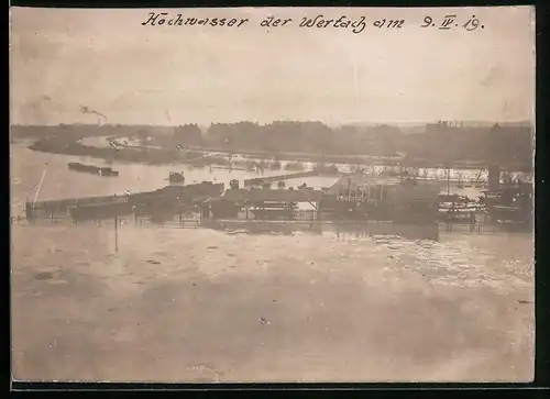 Fotografie unbekannter Fotograf, Ansicht Wertach / Allgäu, Flutkatastrophe - Hochwasser 9.4.1919