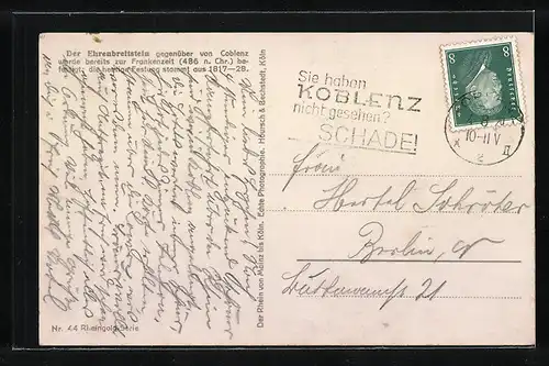 AK Ehrenbreitstein, Dampfer Vaterland auf dem Rhein