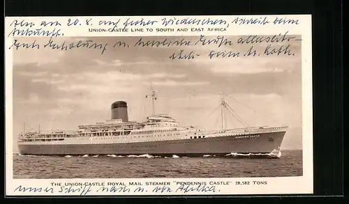 AK The Union-Castle Royal Mail Steamer Pendennis Castle, Passagierschiff