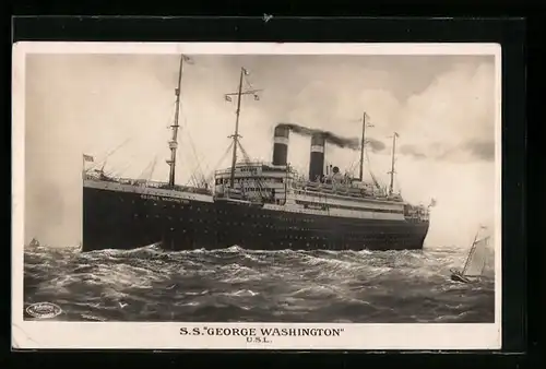 AK Passagierschiff S.S. Georg Washington mit rauchenden Schloten