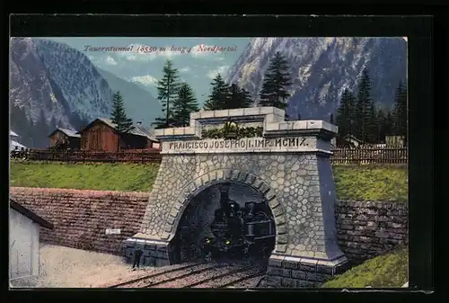AK Österreichische Eisenbahn kommt aus dem Tauerntunnel gefahren