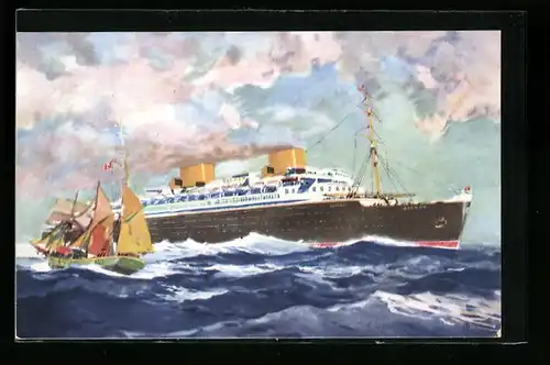 Künstler-AK Passagierschiff Bremen, Norddeutscher Lloyd Bremen