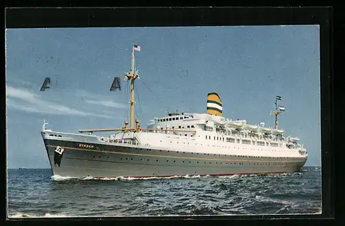 AK Passagierschiff SS Ryndam auf See