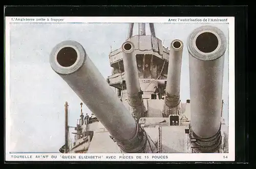 AK Kriegsschiff HMS Queen Elizabeth, Fore Turret 15-in Guns