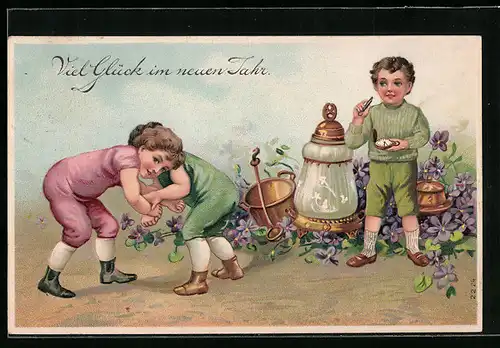 AK Kleine Ringer mit Neujahrsgrüssen