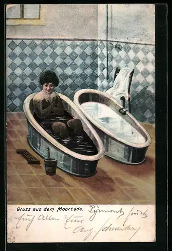 AK Junge Dame im Moorbade